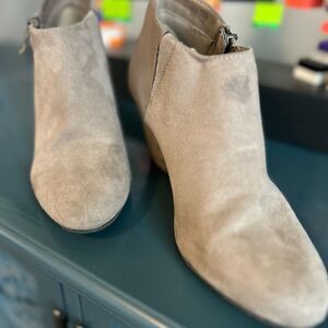 CL by Laundry Tan Ankle Booties with Suede Finish, Size 7.5